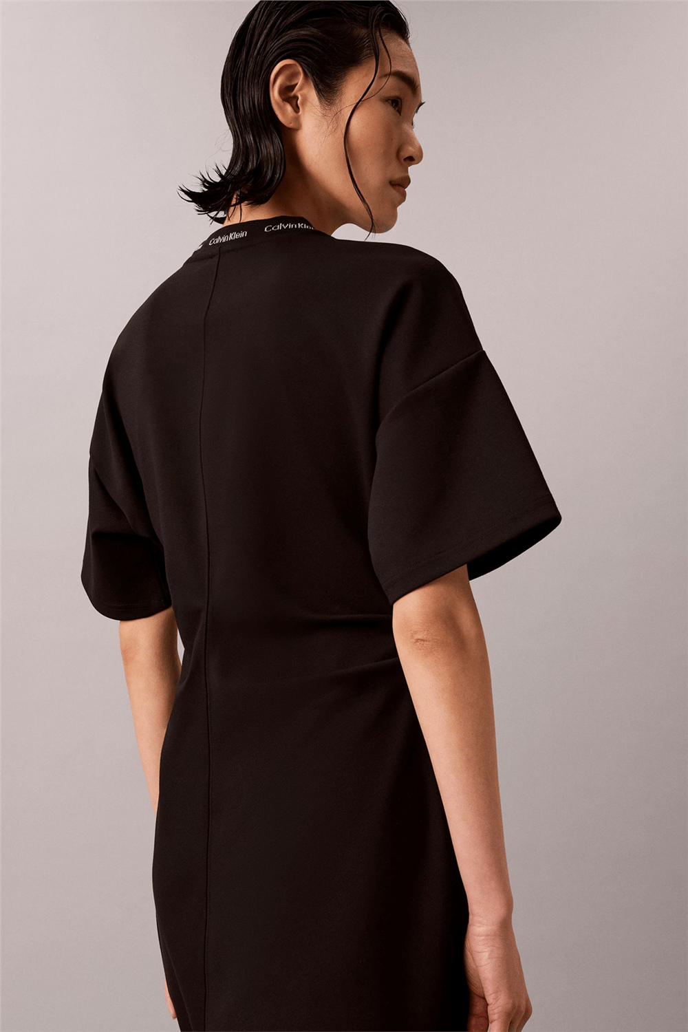 Calvin Klein Ss Logo Rib interlock T-Shirt Dr Kadın Elbise Siyah