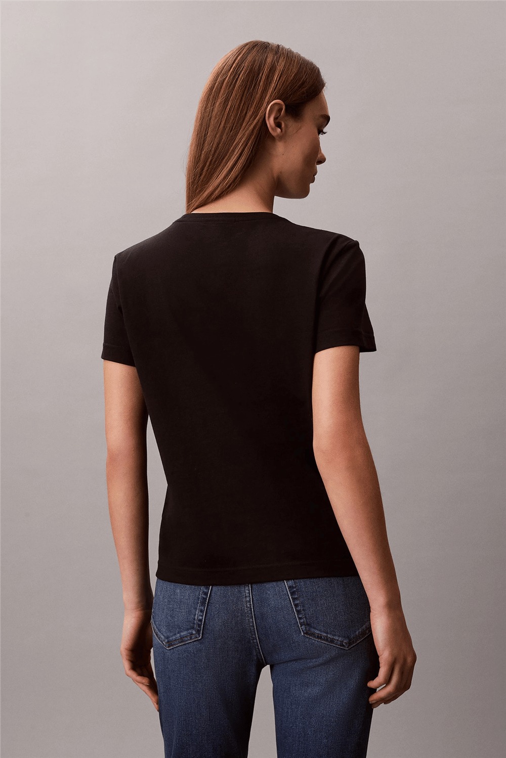 Calvin Klein Ss Monogram Crew Tee Kadın Bisiklet Yaka T-Shirt Siyah