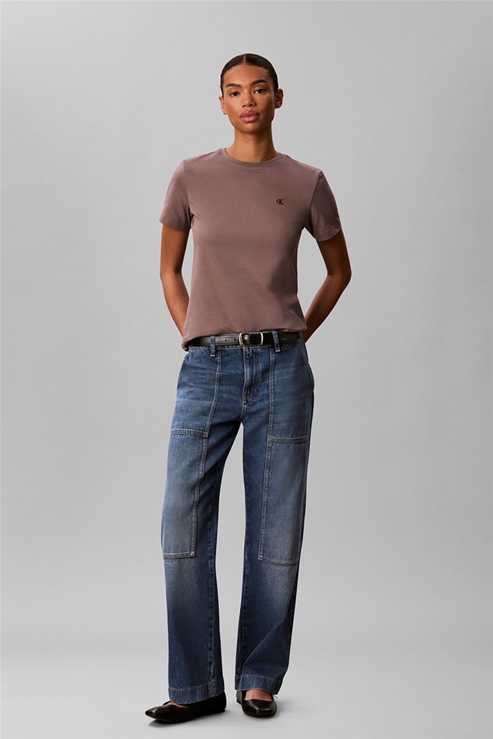 Calvin Klein Ss Monogram Crew Tee Kadın Bisiklet Yaka T-Shirt