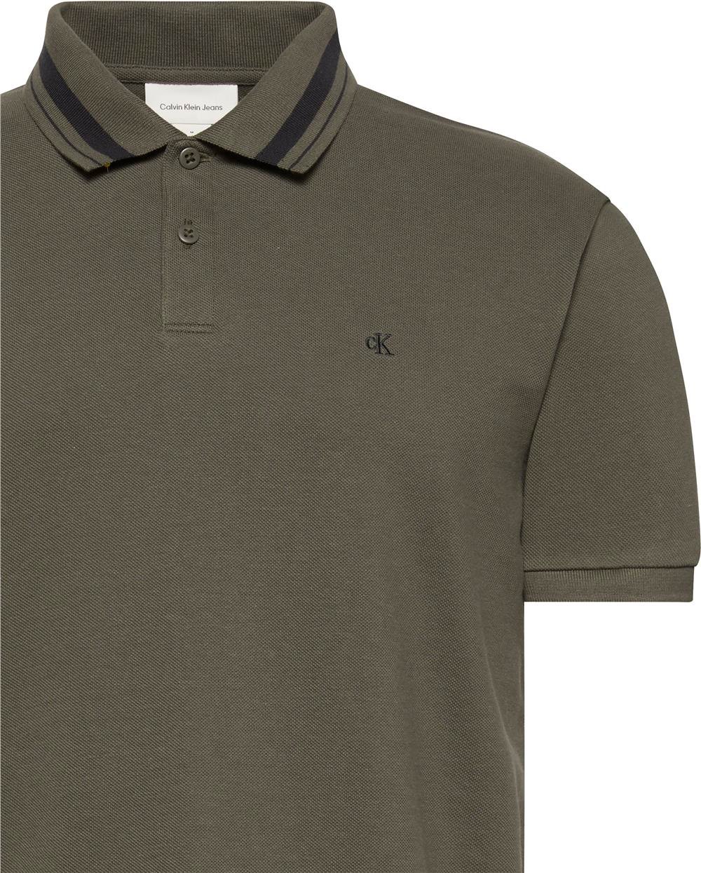 Calvin Klein Ss Monogram Pique Tipped Erkek Polo Yaka T-Shirt