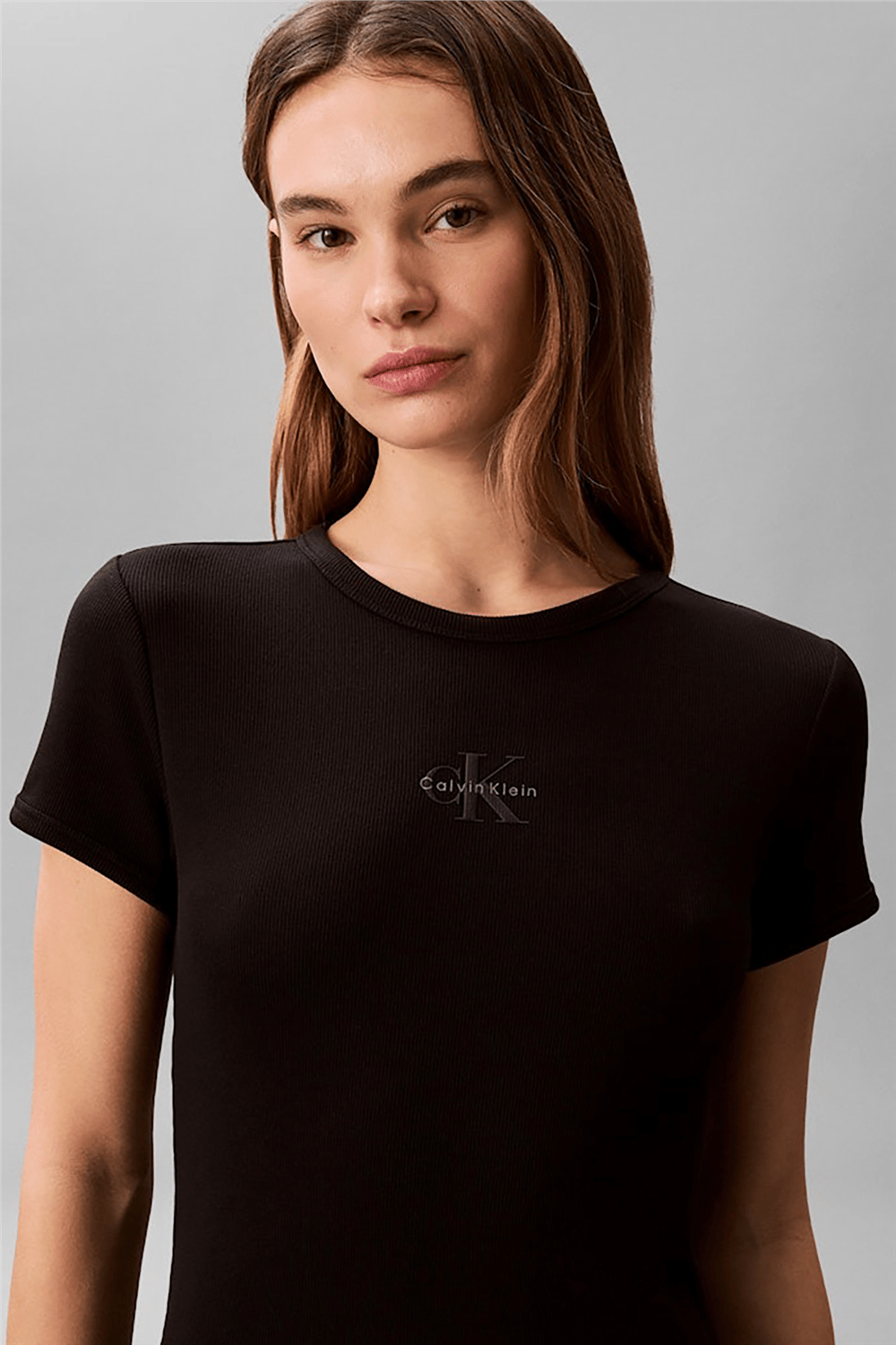 Calvin Klein Ss Monologo 2X2 Baby Rib Mini Dr Kadın Elbise Siyah