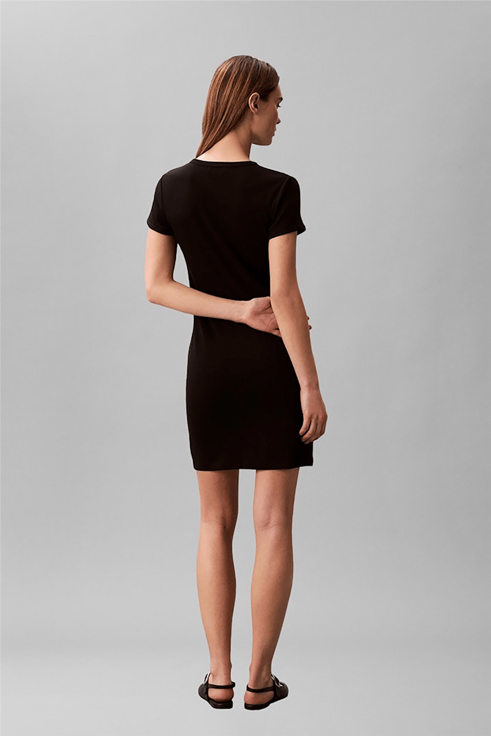 Calvin Klein Ss Monologo 2X2 Baby Rib Mini Dr Kadın Elbise Siyah