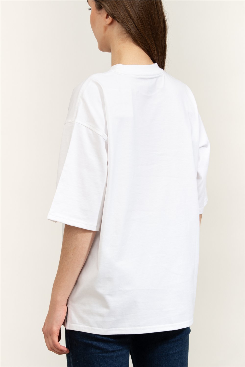 Calvin Klein SS Oversize CK NY Tee Kadın Bisiklet Yaka T-Shirt