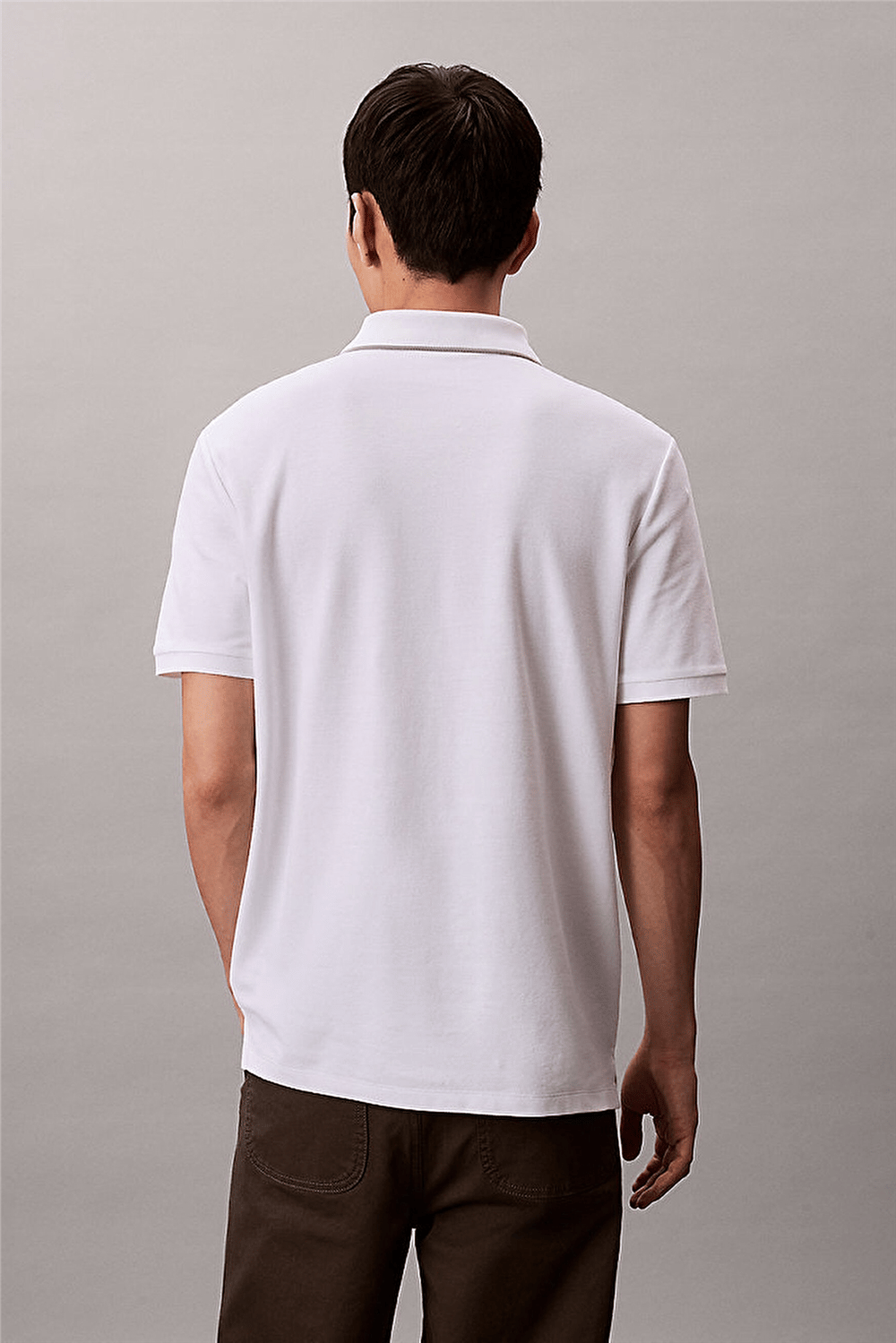 Calvin Klein Ss Refined Pique Tipped Classic Erkek Polo Yaka T-Shirt Beyaz