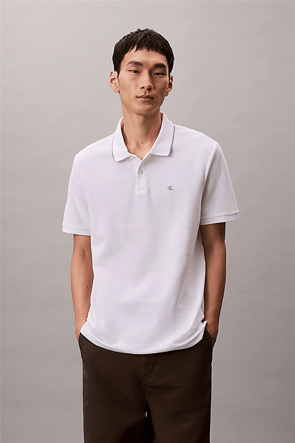 Calvin Klein Ss Refined Pique Tipped Classic Erkek Polo Yaka T-Shirt Beyaz