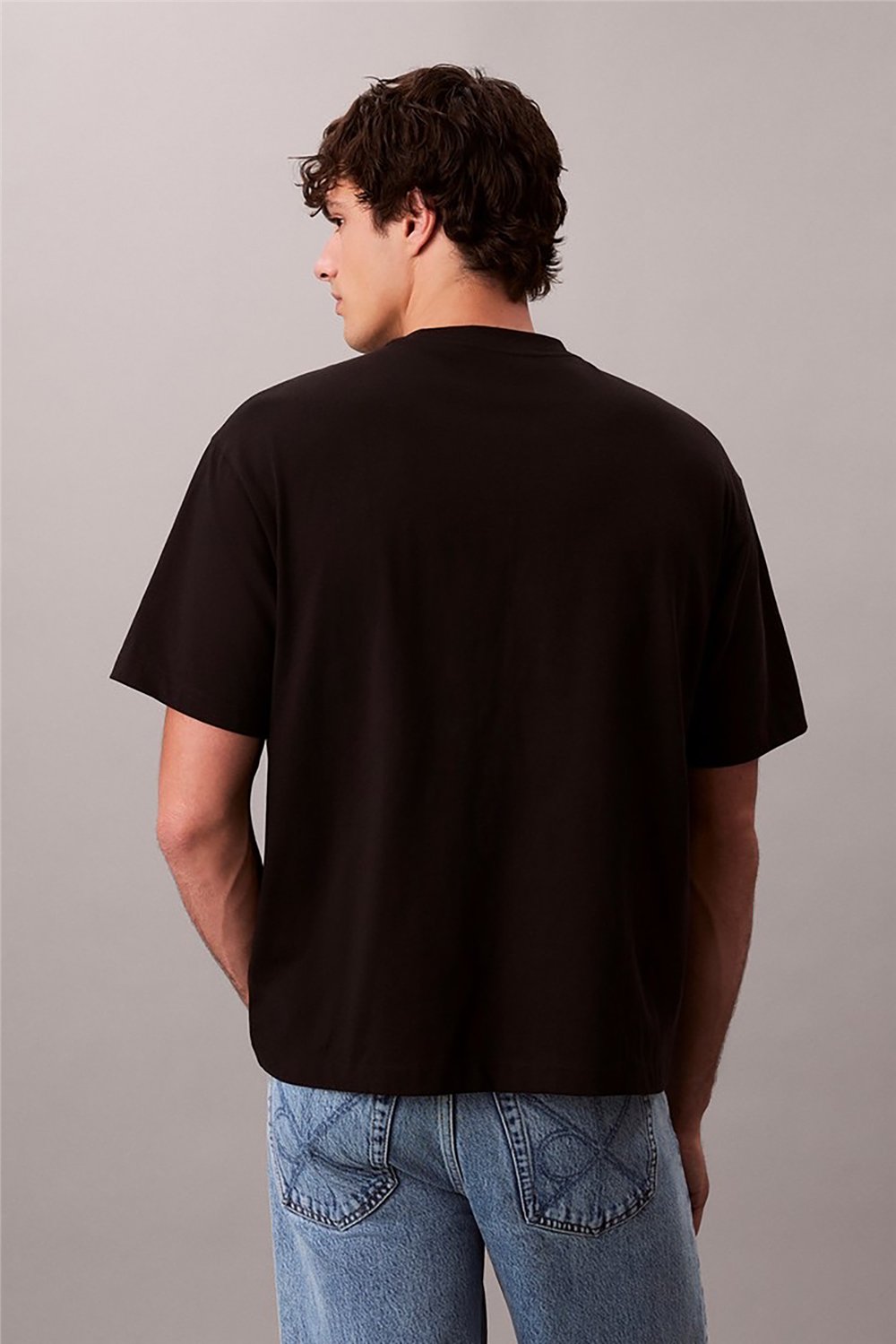 Calvin Klein Ss Rlxd 16S Std Logo Crewnk Tee Erkek Bisiklet Yaka T-Shirt Siyah