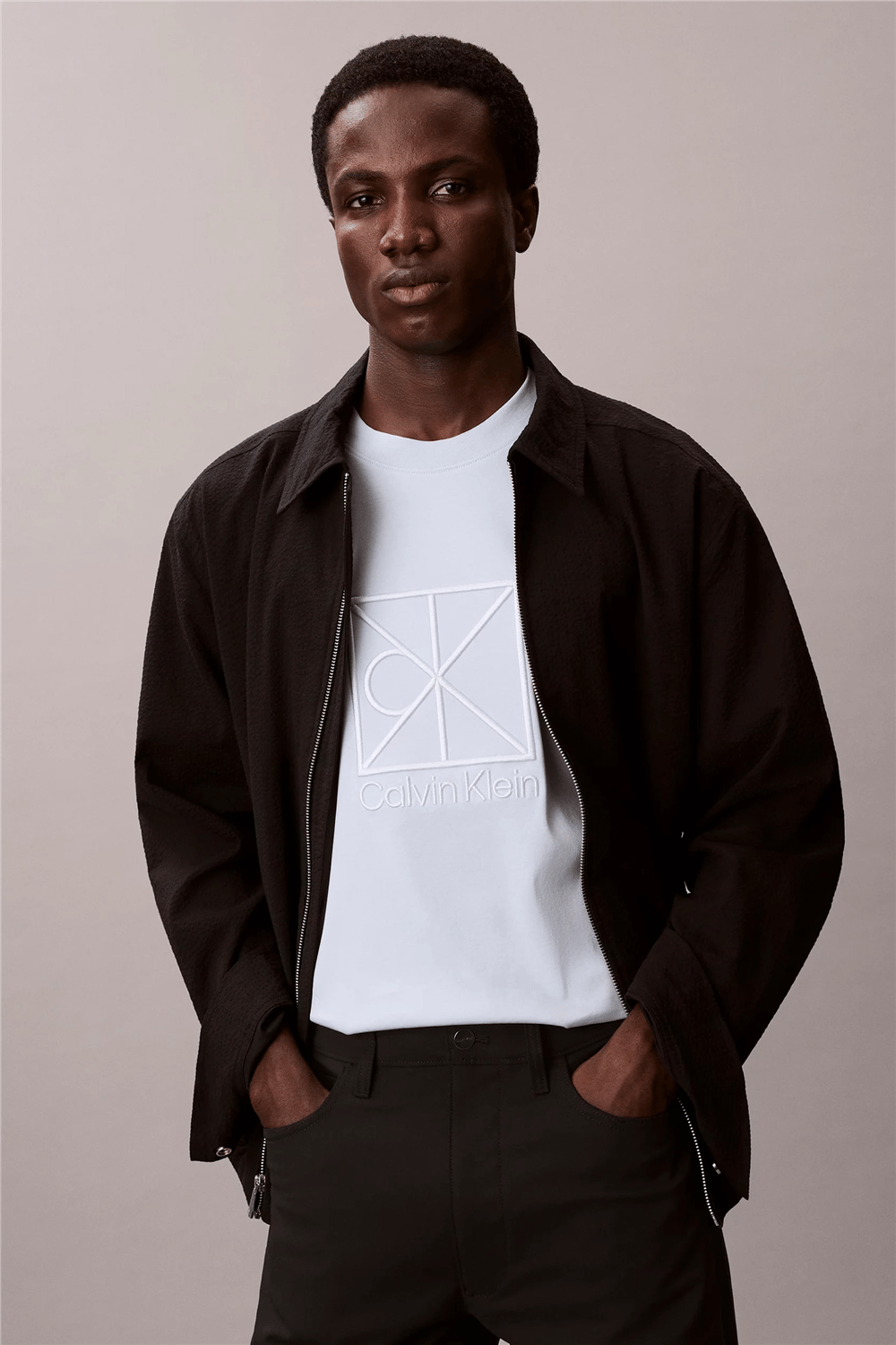 Calvin Klein Ss Rlxd Premium inte Erkek Bisiklet Yaka T-Shirt Mavi