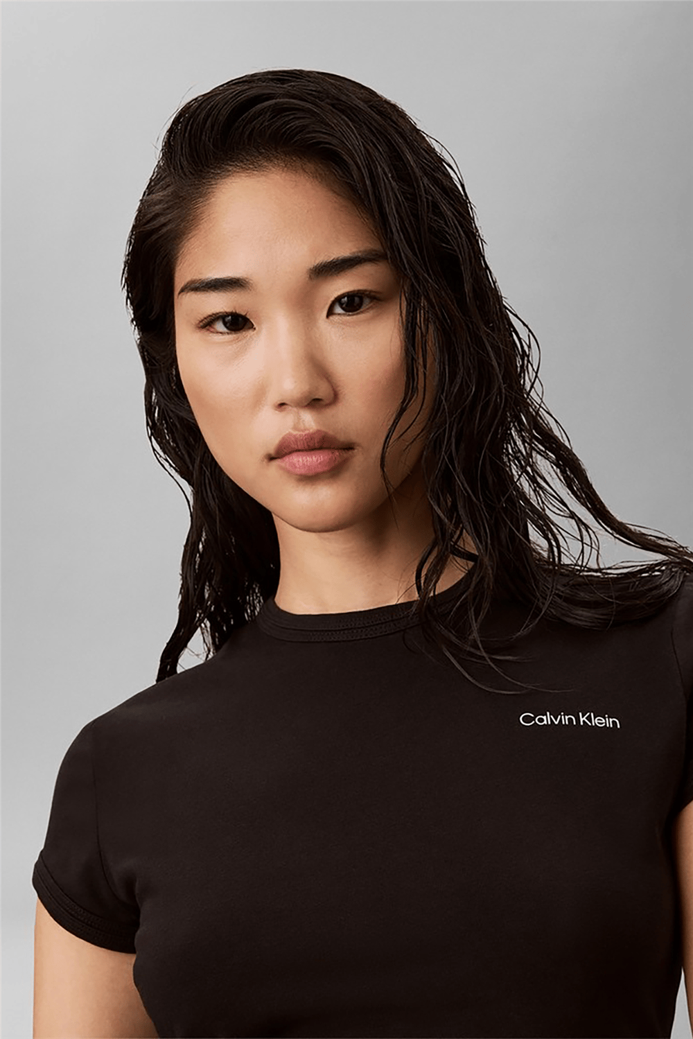 Calvin Klein Ss Slim Fit Feminine Logo Tee Kadın Bisiklet Yaka T-Shirt Siyah