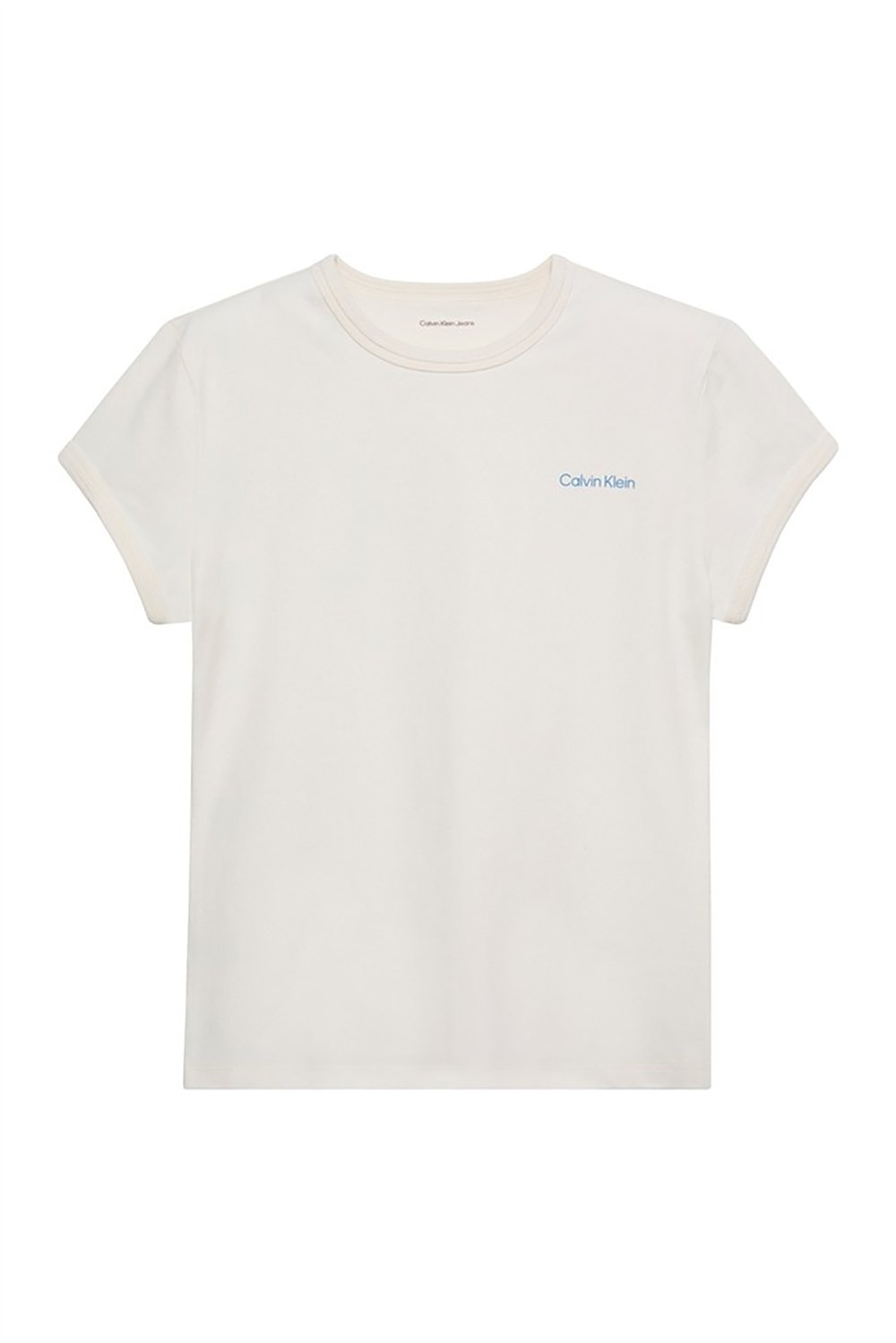 Calvin Klein Ss Slim Fit Feminine Logo Tee Kadın Bisiklet Yaka T-Shirt Beyaz