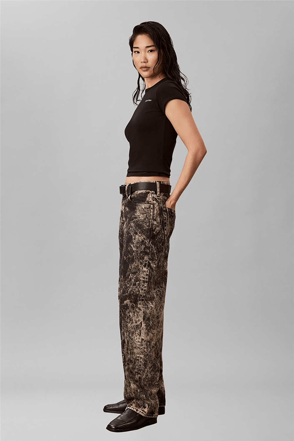 Calvin Klein Ss Slim Fit Feminine Logo Tee Kadın Bisiklet Yaka T-Shirt Siyah