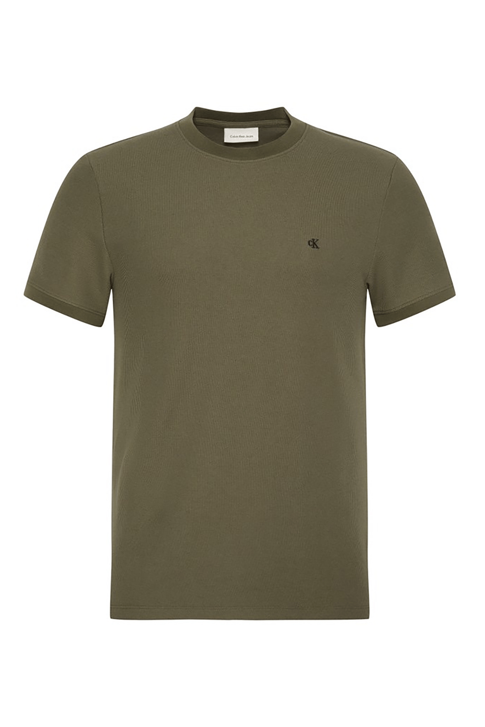 Calvin Klein Ss Slim Micro Waffle Crewnk Tee Erkek Bisiklet Yaka T-Shirt Yeşil