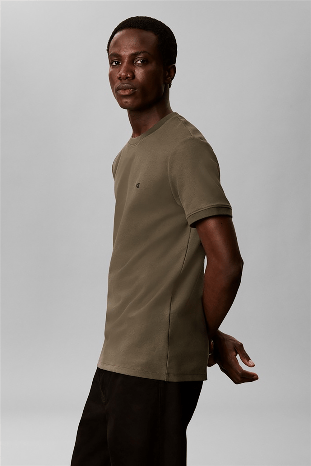 Calvin Klein Ss Slim Micro Waffle Crewnk Tee Erkek Bisiklet Yaka T-Shirt Yeşil