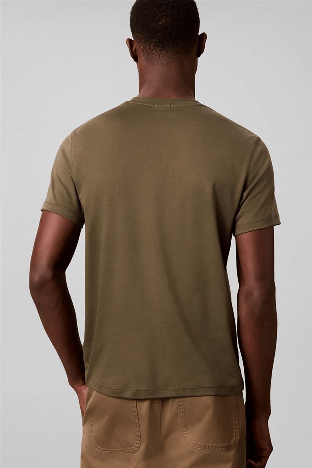 Calvin Klein Ss Slim Supima Logo Patch Tee Erkek Bisiklet Yaka T-Shirt Yeşil