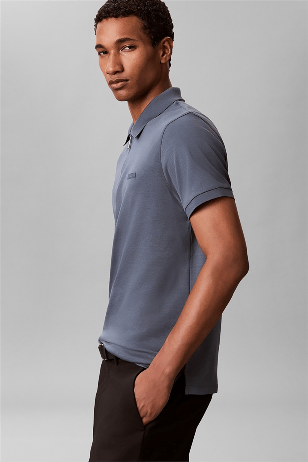 Calvin Klein SS Slim Supima Zip Polo Erkek Polo Yaka T-Shirt