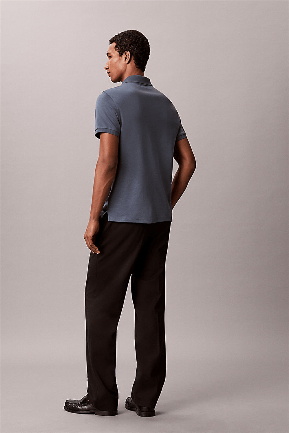 Calvin Klein SS Slim Supima Zip Polo Erkek Polo Yaka T-Shirt Gri