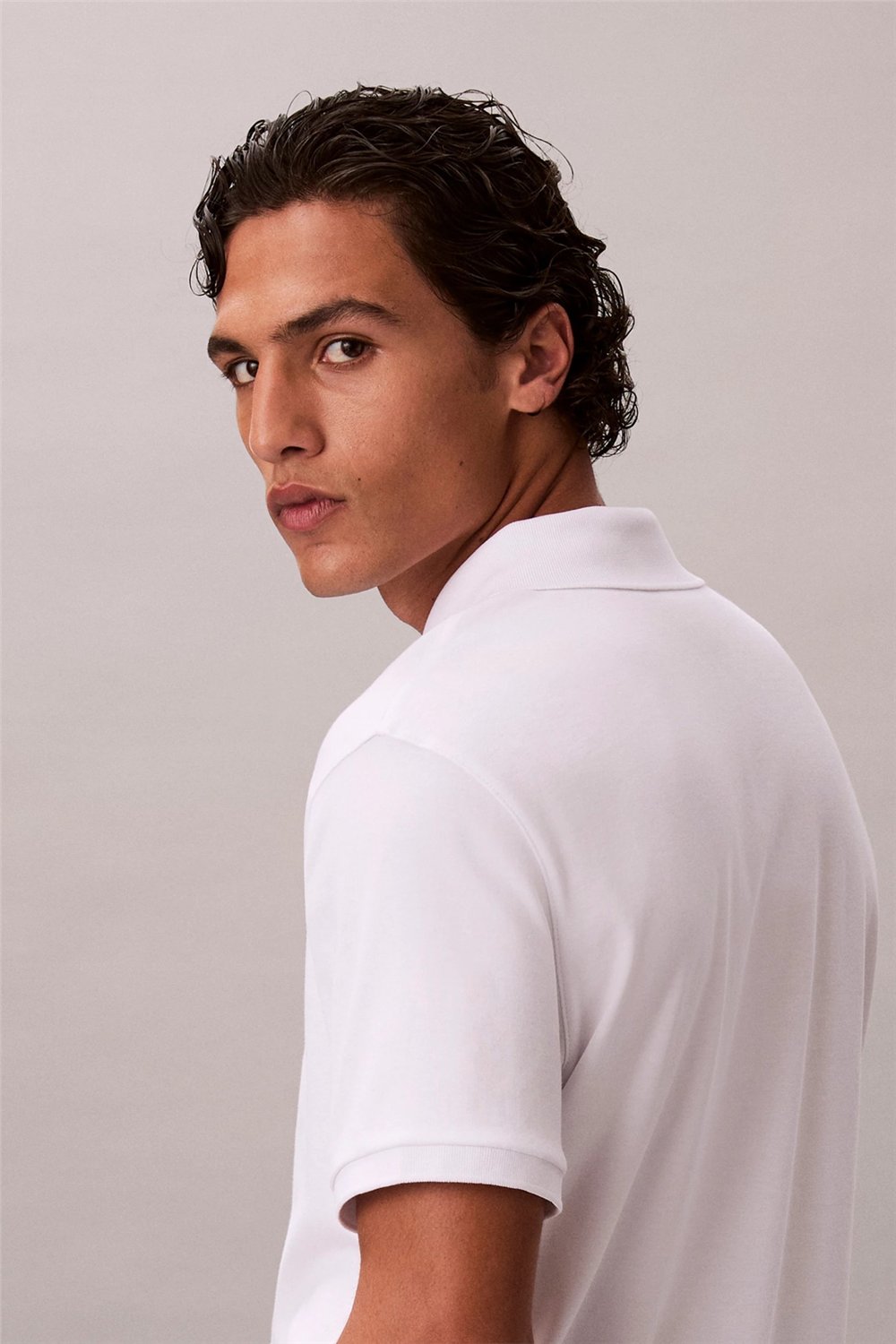 Calvin Klein SS Slim Supima Zip Polo Erkek Polo Yaka T-Shirt Beyaz