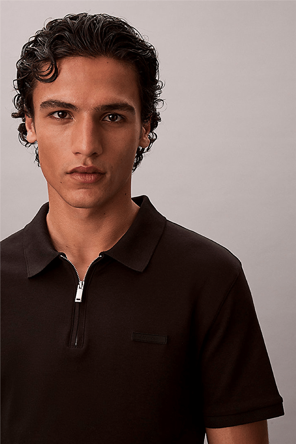 Calvin Klein SS Slim Supima Zip Polo Erkek Polo Yaka T-Shirt Siyah