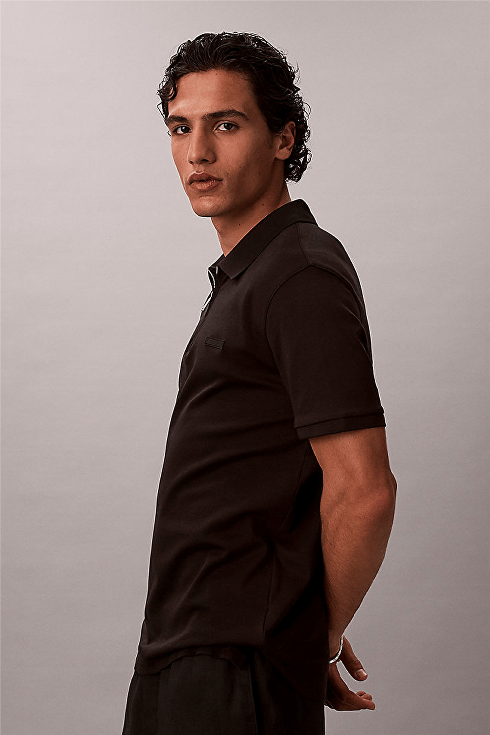 Calvin Klein SS Slim Supima Zip Polo Erkek Polo Yaka T-Shirt Siyah