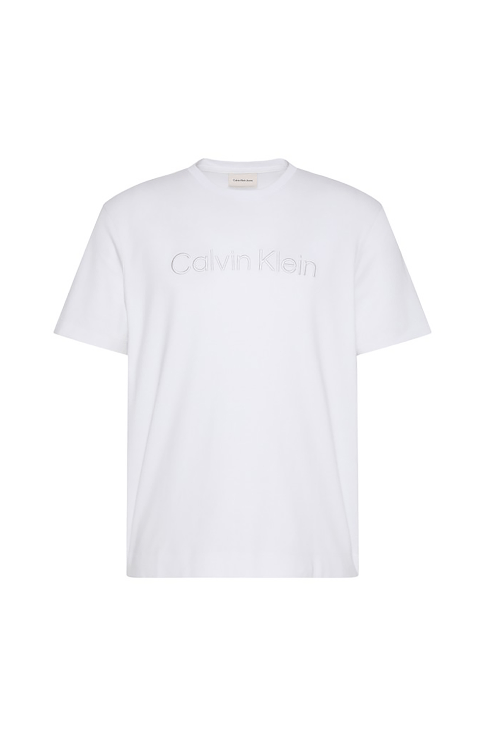 Calvin Klein Ss Slk interlock Emb Stnd Logo G Erkek Bisiklet Yaka T-Shirt Beyaz