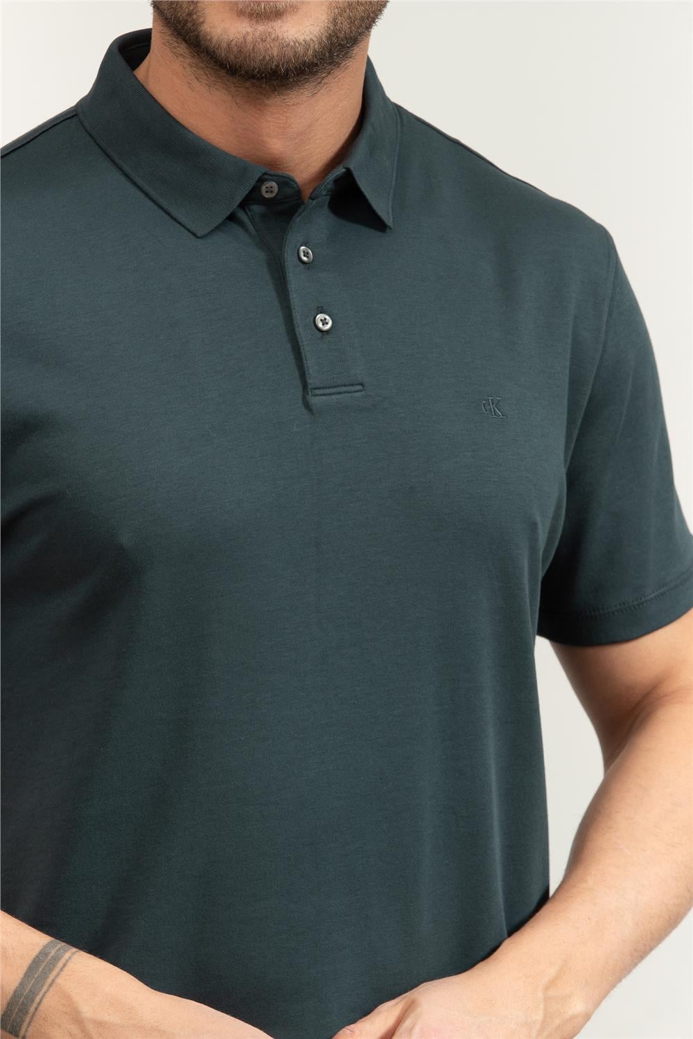 Calvin Klein SS Supima Chest Emb Polo Erkek Polo Yaka T-Shirt
