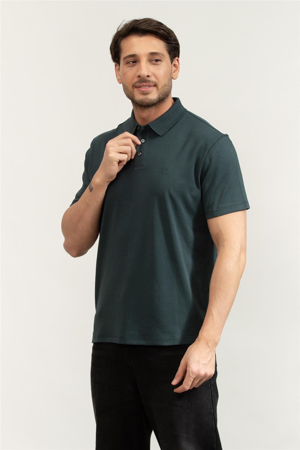 Calvin Klein SS Supima Chest Emb Polo Erkek Polo Yaka T-Shirt