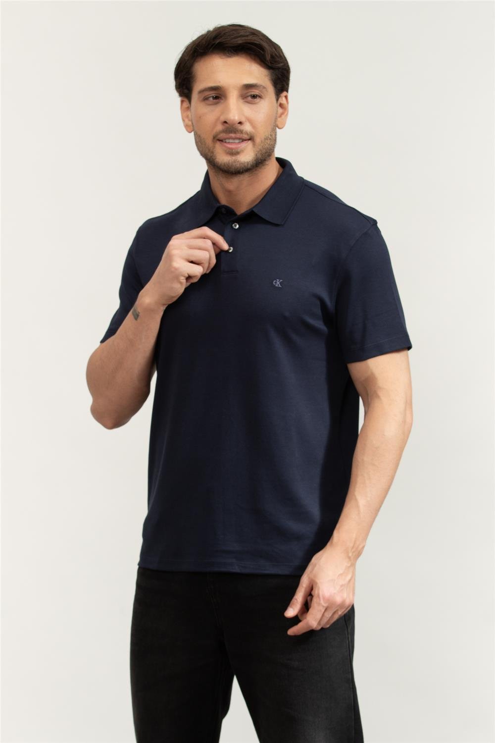 Calvin Klein SS Supima Chest Emb Polo Erkek Polo Yaka T-Shirt