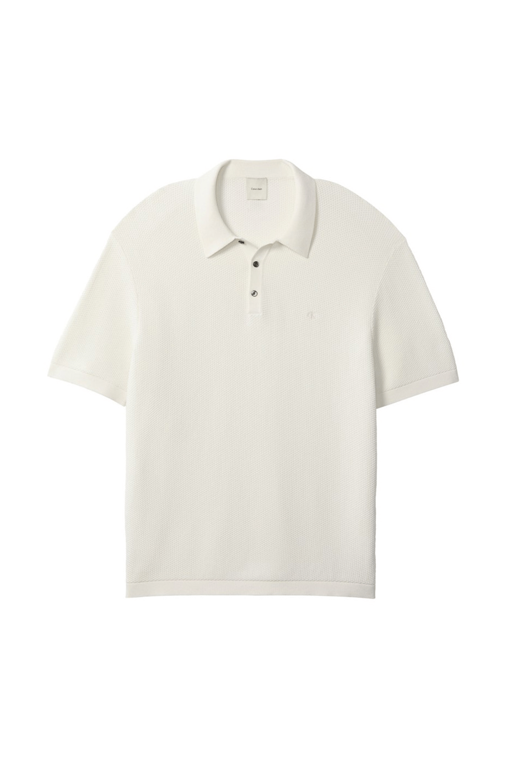 Calvin Klein Ss Txtrd Cttn Polo Swtr 12Gg Erkek Triko Beyaz