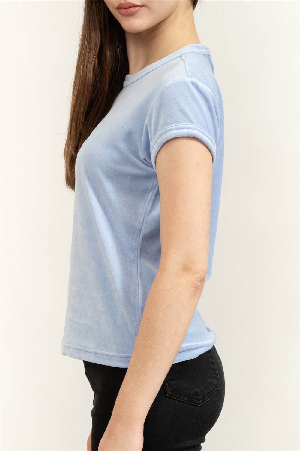 Calvin Klein SS Velour Logo Tee Kadın Bisiklet Yaka T-Shirt