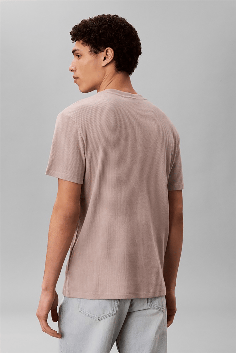 Calvin Klein Ss Waffle Badge Crewnk Tee Erkek Bisiklet Yaka T-Shirt Gri