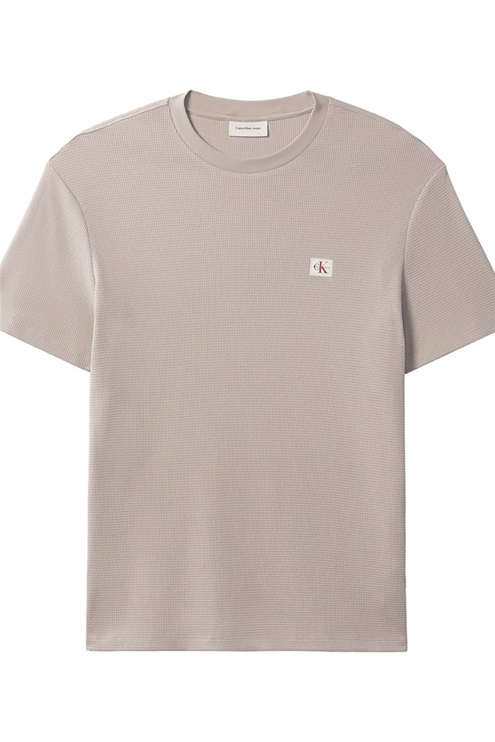 Calvin Klein Ss Waffle Badge Crewnk Tee Erkek Bisiklet Yaka T-Shirt Gri