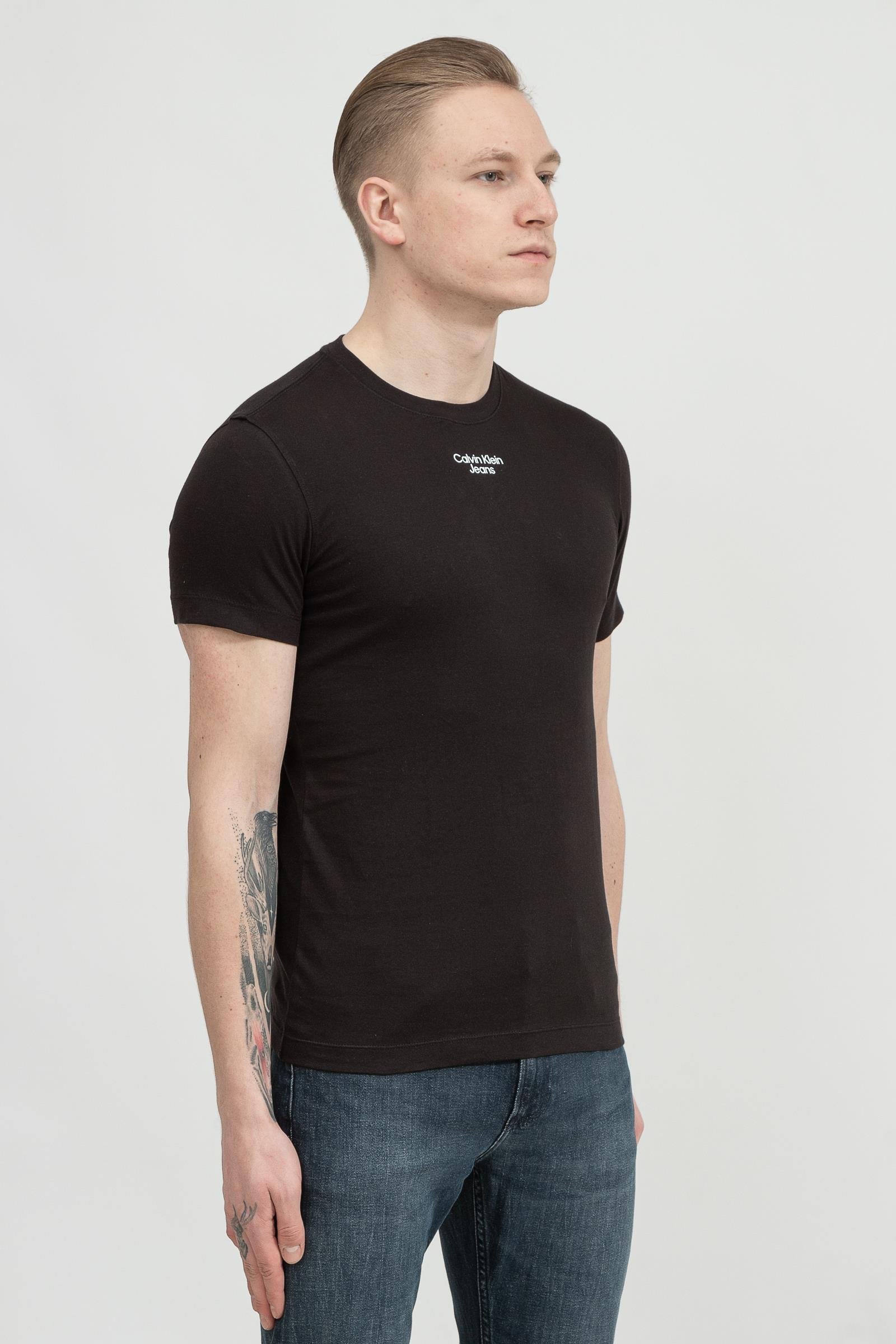 Calvin Klein Stacked Logo Erkek Bisiklet Yaka T-Shirt