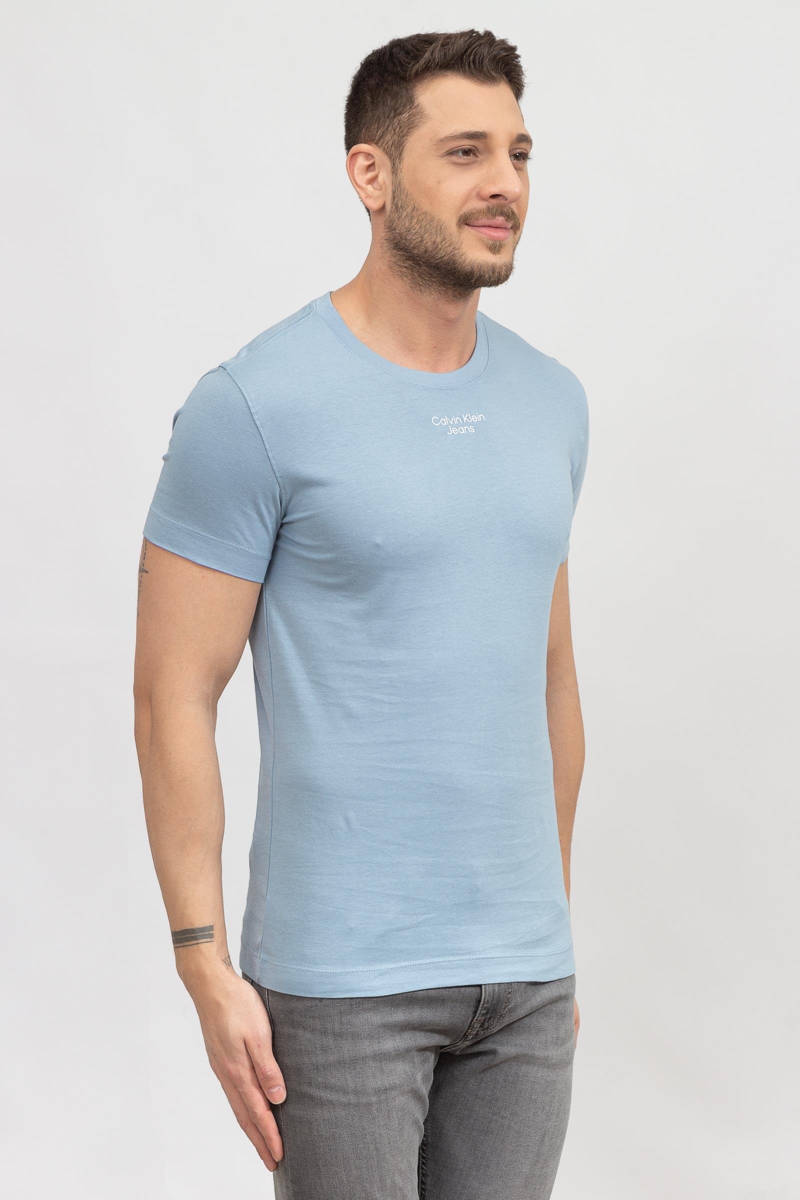 Calvin Klein Stacked Logo Erkek Bisiklet Yaka T-Shirt