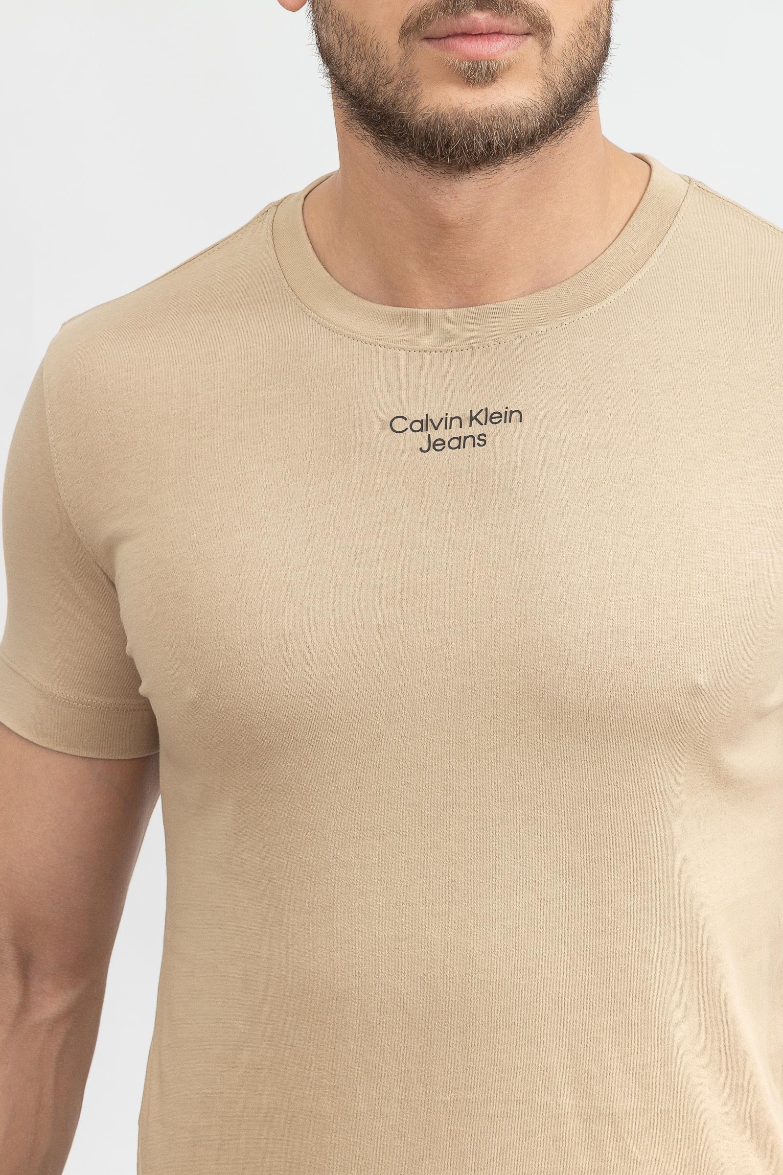 Calvin Klein Stacked Logo Erkek Bisiklet Yaka T-Shirt