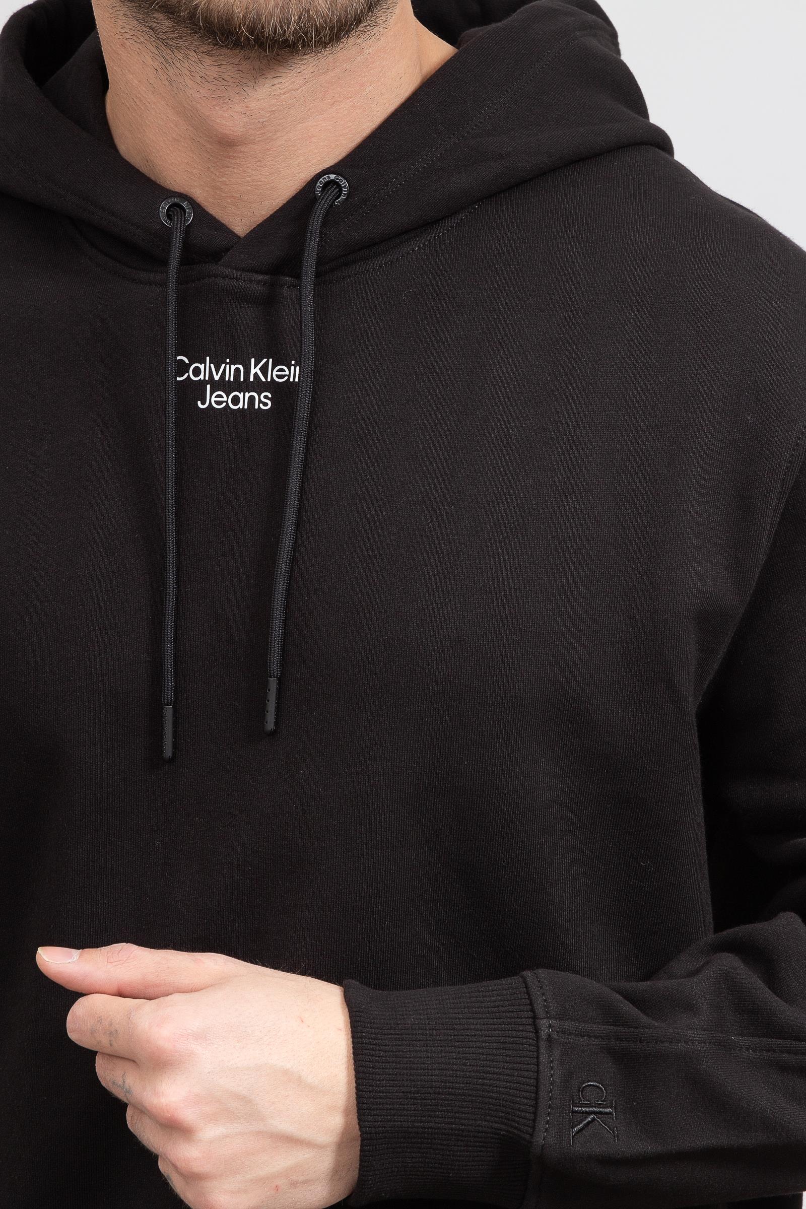 Calvin Klein Stacked Logo Hoodie Erkek Kapüşonlu Sweatshirt