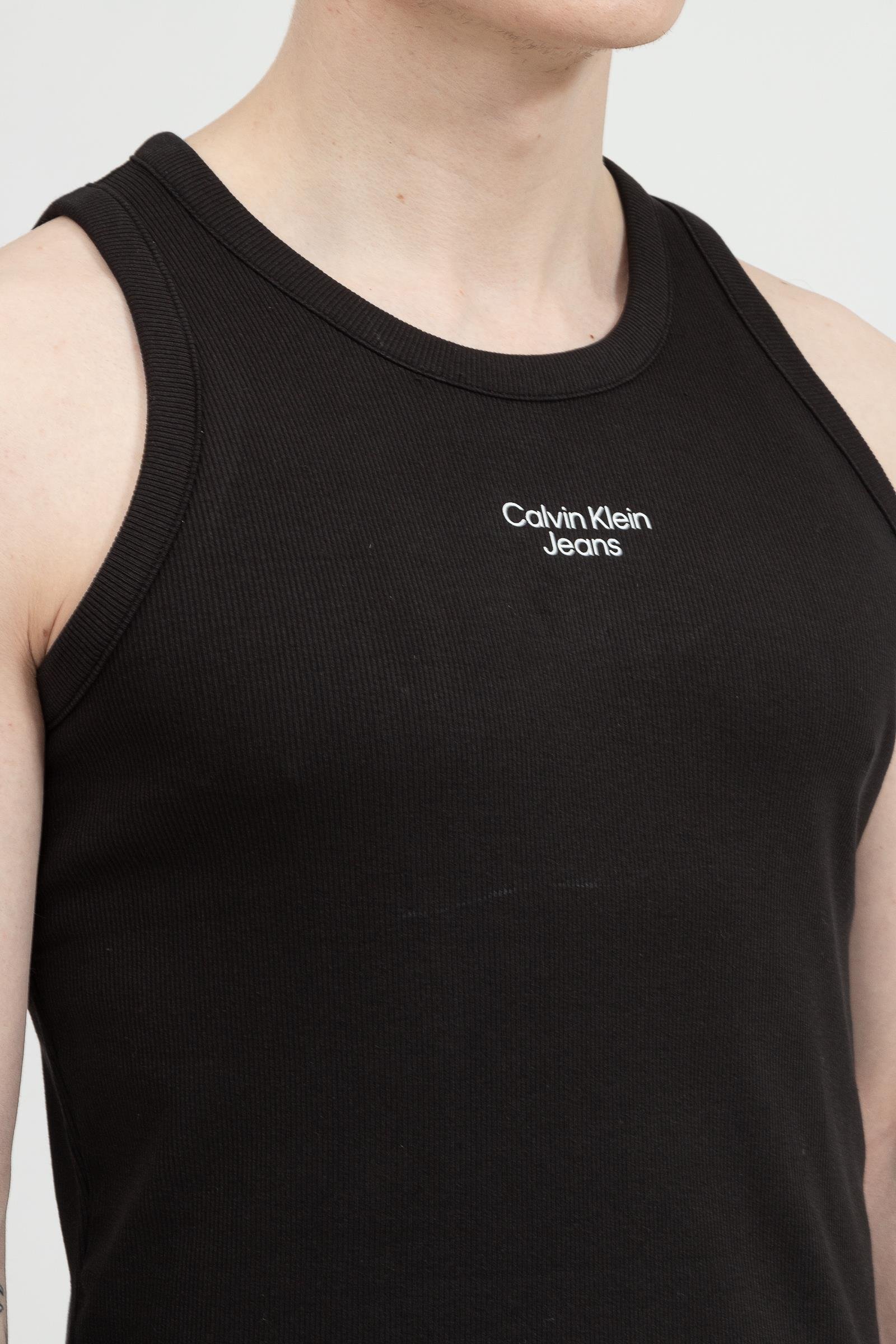 Calvin Klein Stacked Logo Rib Tank Erkek Kolsuz T-Shirt
