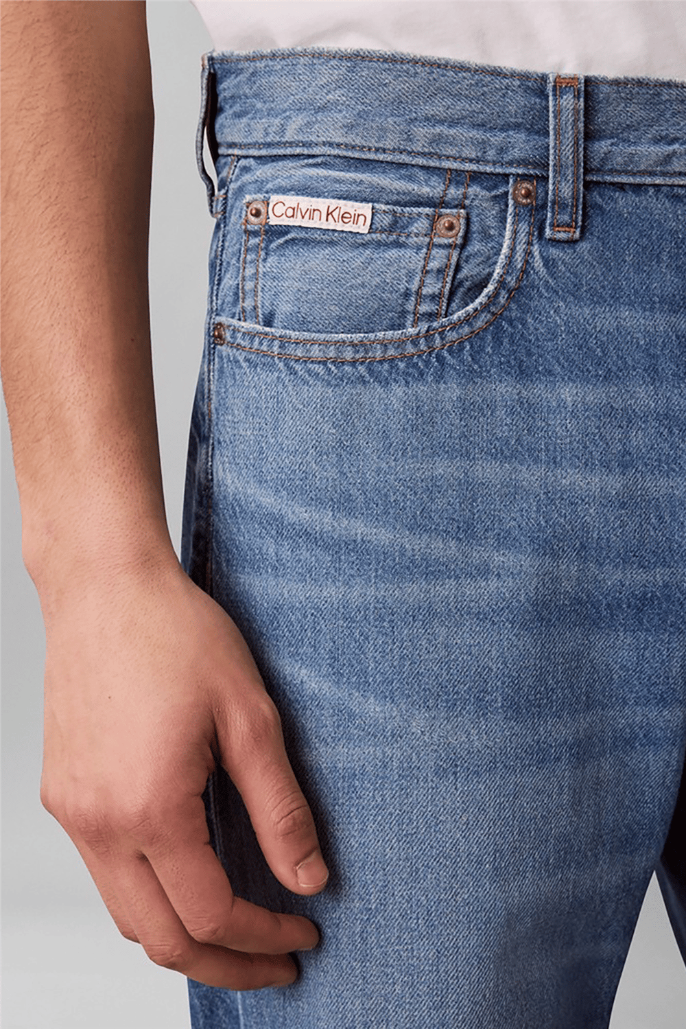 Calvin Klein Standard Strt Barrier Blue Lt Wt Erkek Jean Pantolon
