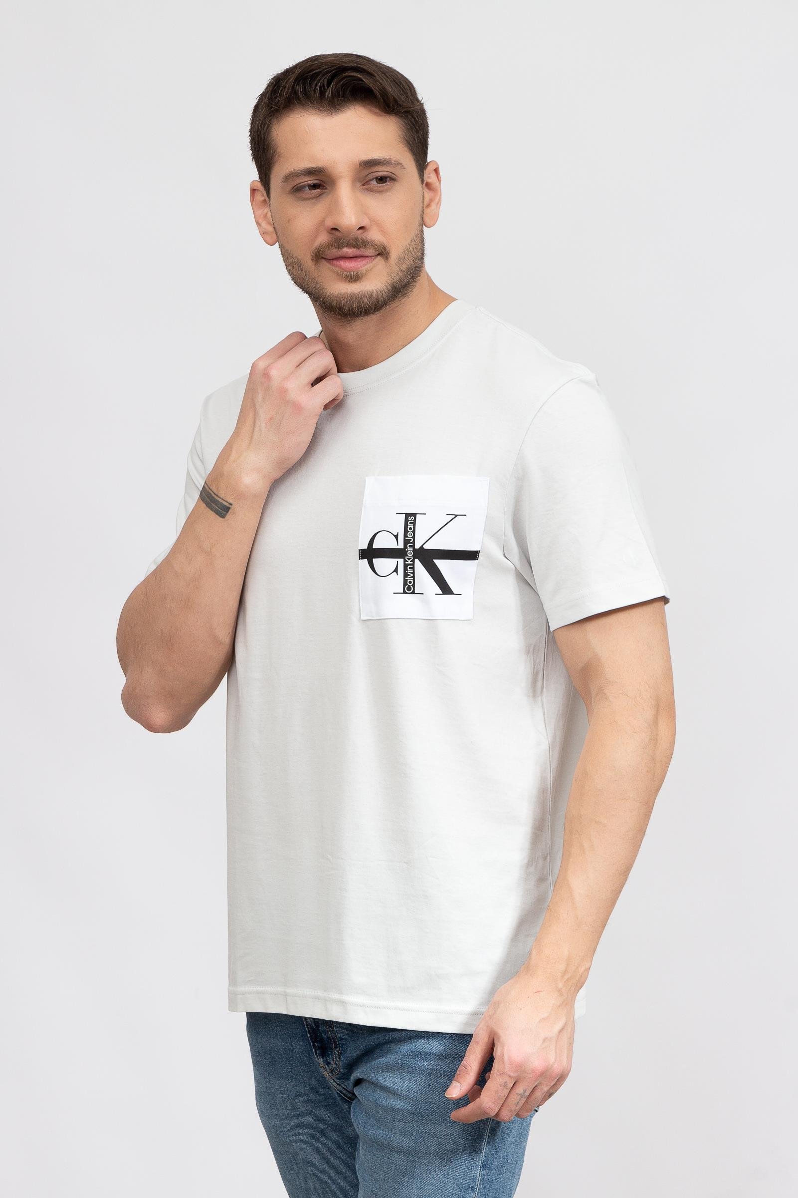 Calvin Klein Stripe Ck Erkek Bisiklet Yaka T-Shirt