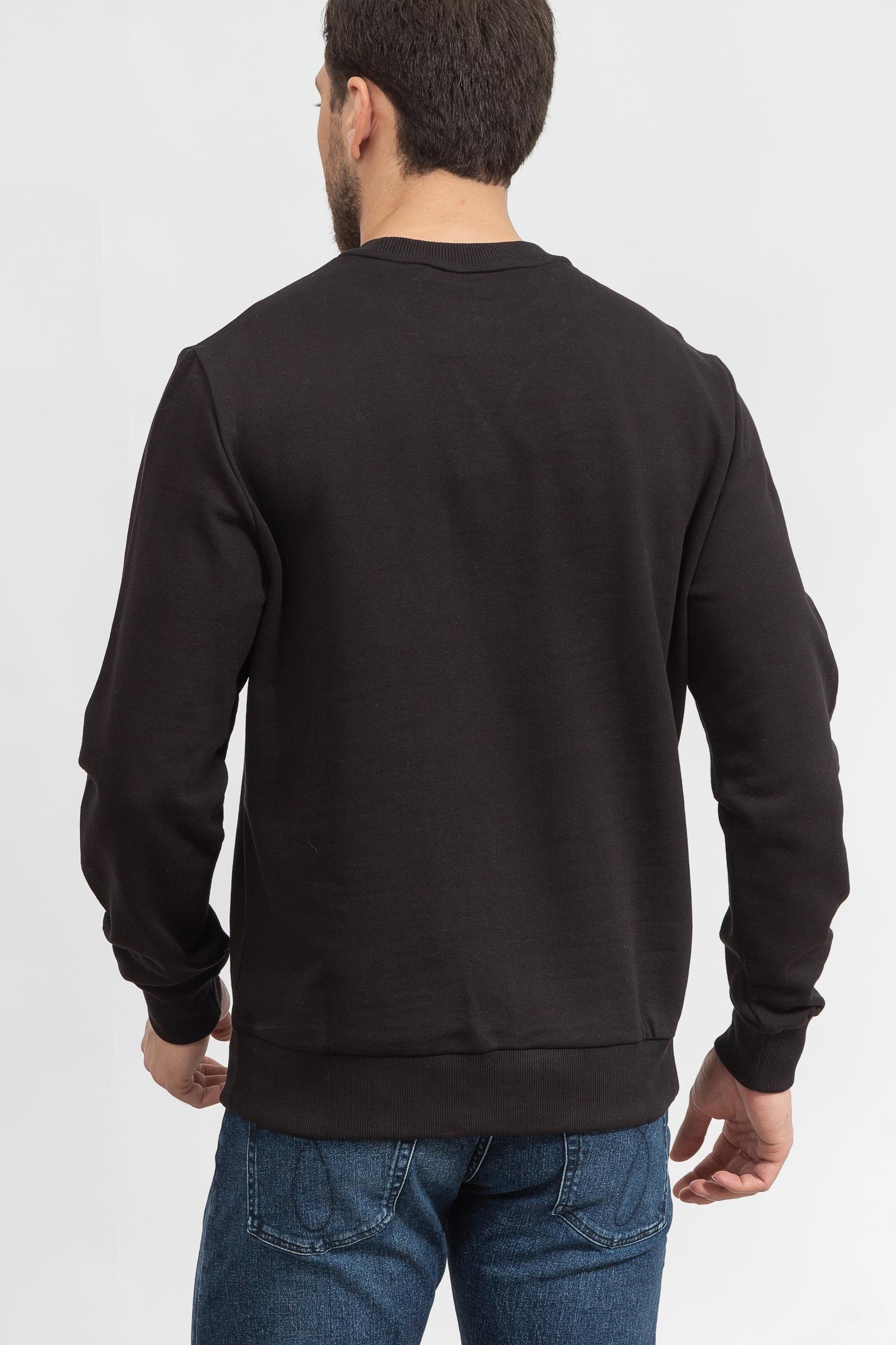 Calvin Klein Striped Chest Logo Erkek Bisiklet Yaka Sweatshirt