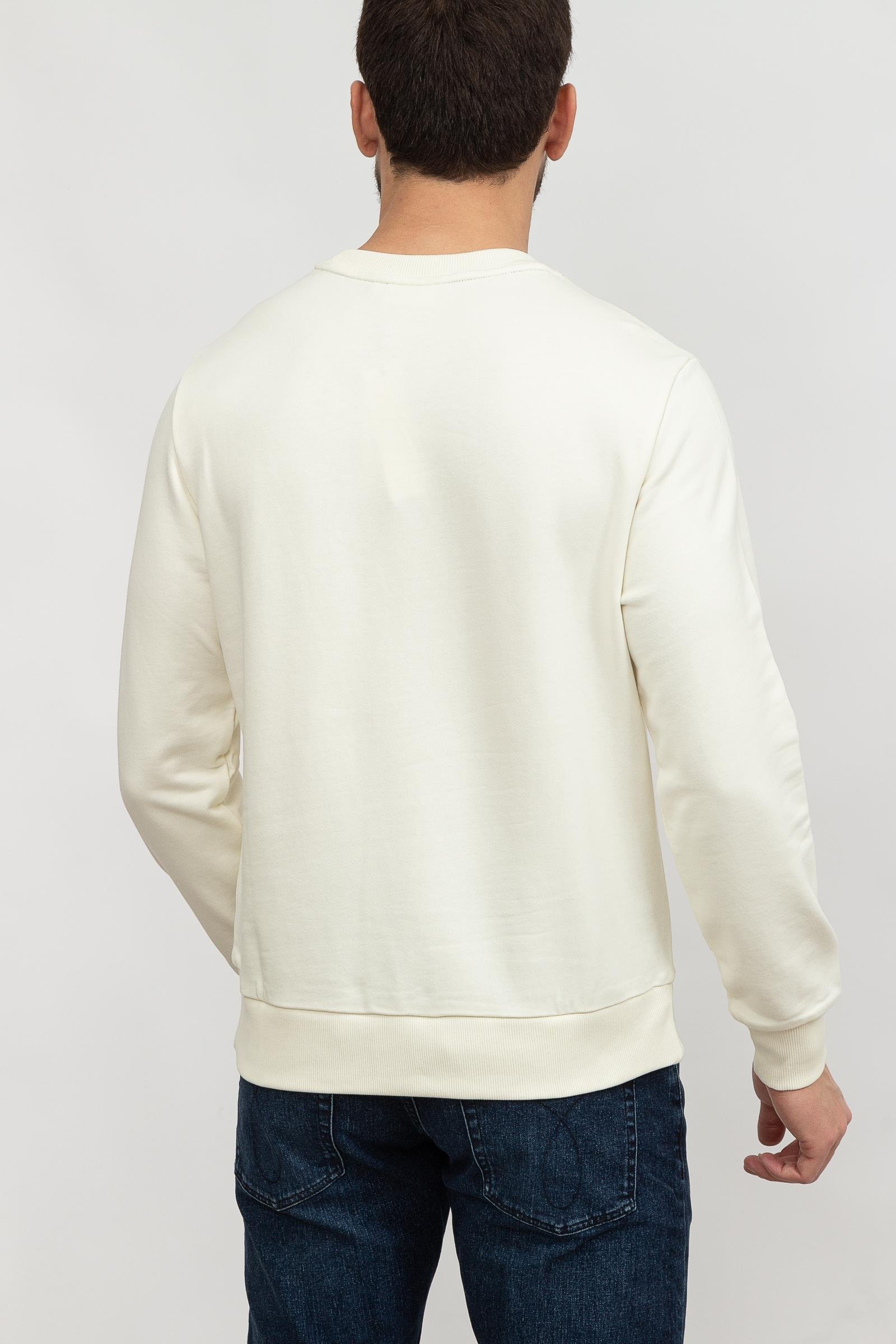 Calvin Klein Striped Chest Logo Erkek Bisiklet Yaka Sweatshirt