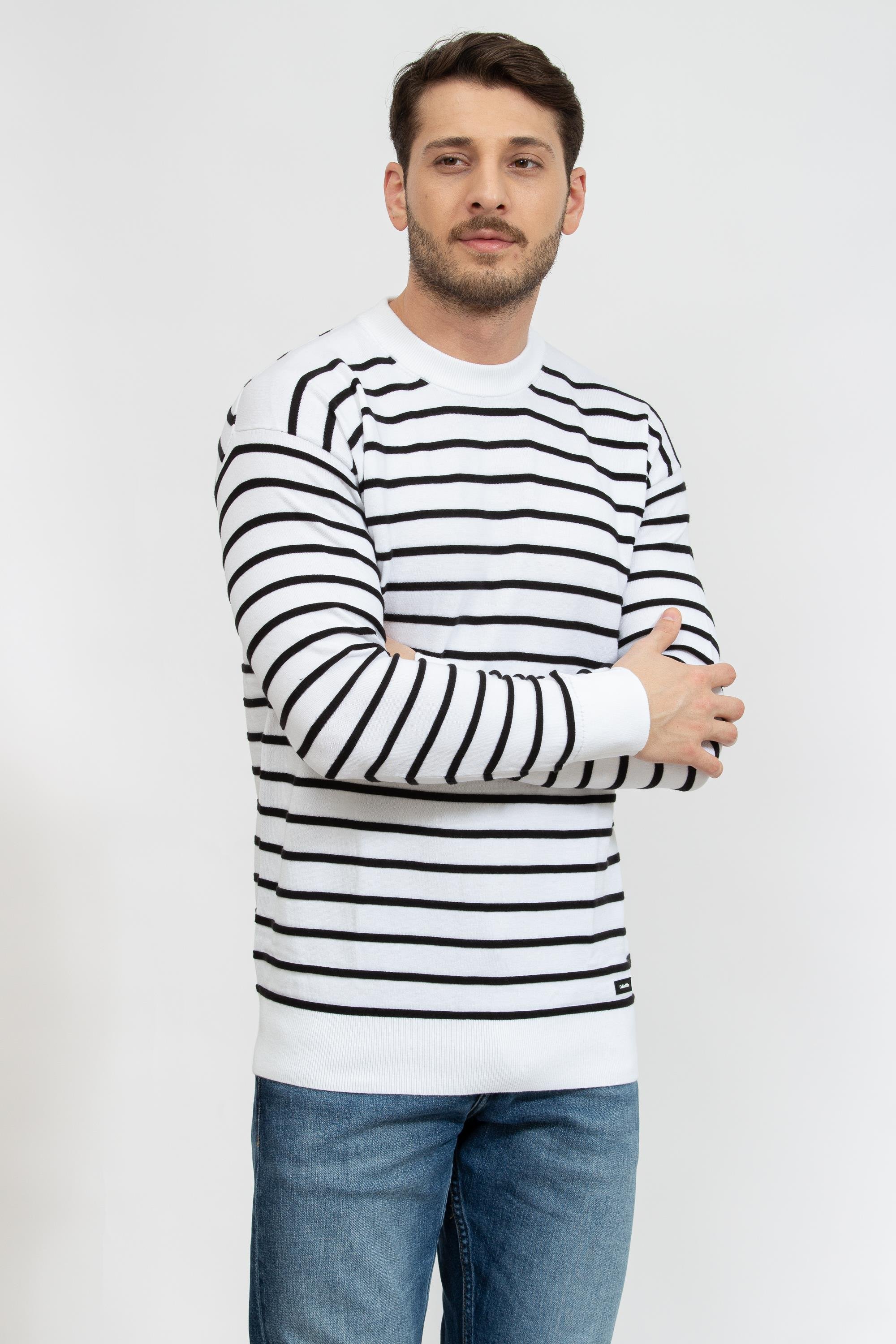 Calvin Klein Striped Comfort Sweater Erkek Triko