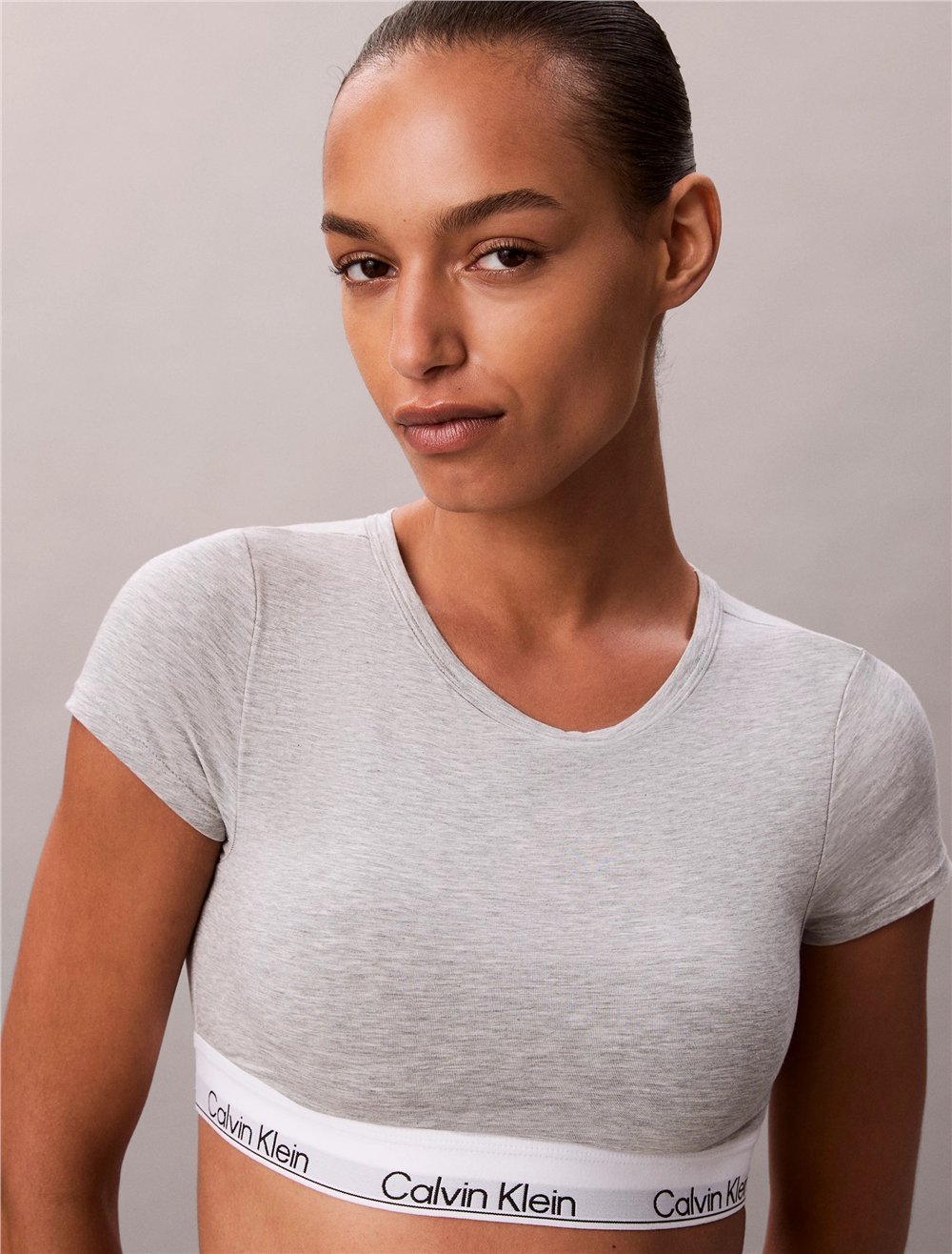 Calvin Klein T-Shirt Bralette Kadın Sütyen Gri