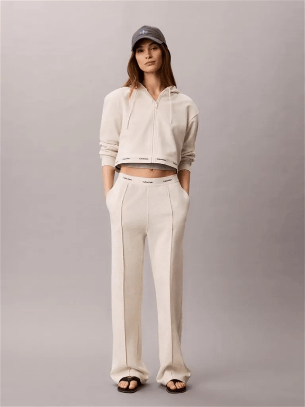 Calvin Klein Terry Logo Waistband Track Pant Kadın Eşofman Altı Gri