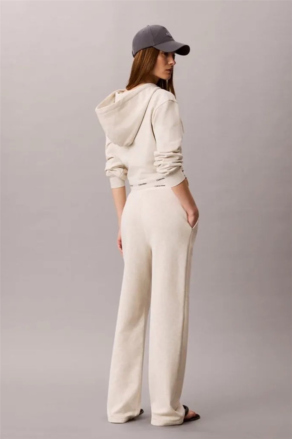 Calvin Klein Terry Logo Waistband Track Pant Kadın Eşofman Altı Gri