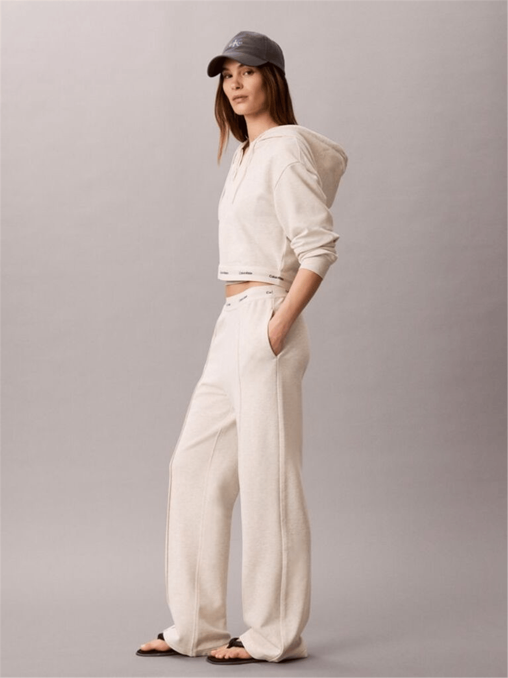 Calvin Klein Terry Logo Waistband Track Pant Kadın Eşofman Altı Gri