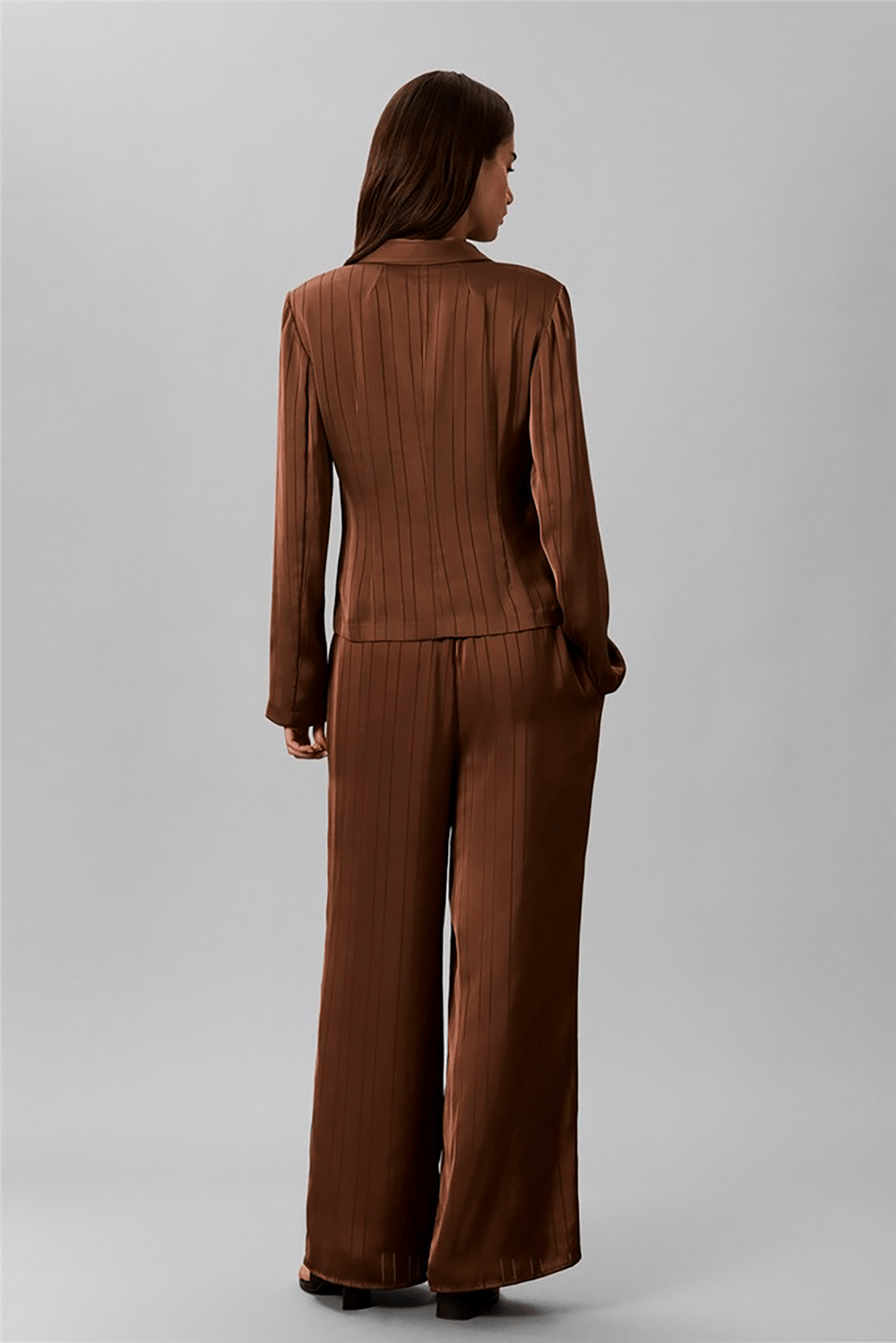 Calvin Klein Textured Stripe Wide Leg Pull On Kadın Pantolon