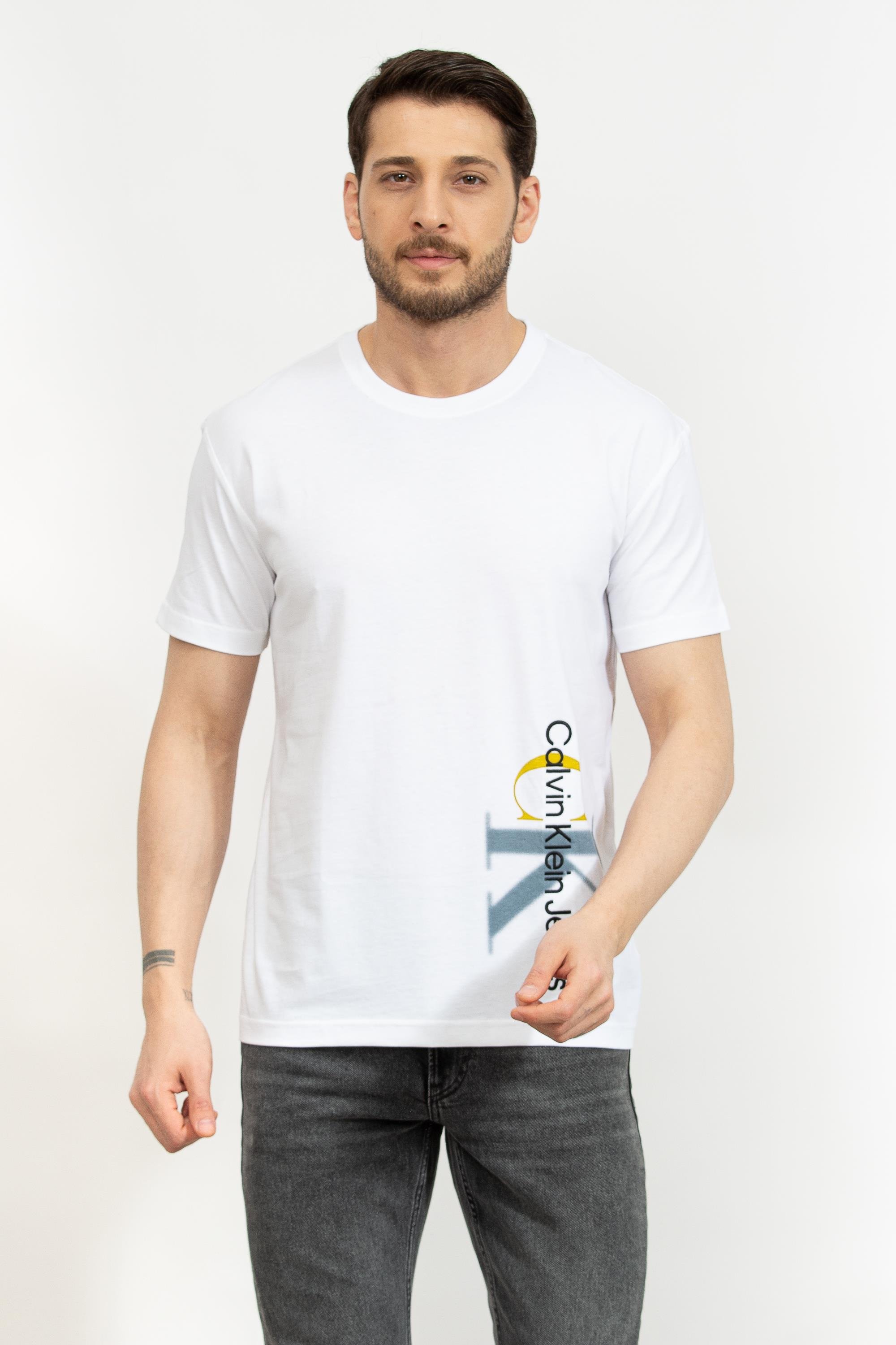Calvin Klein Two Tone Monologo Erkek Bisiklet Yaka T-Shirt