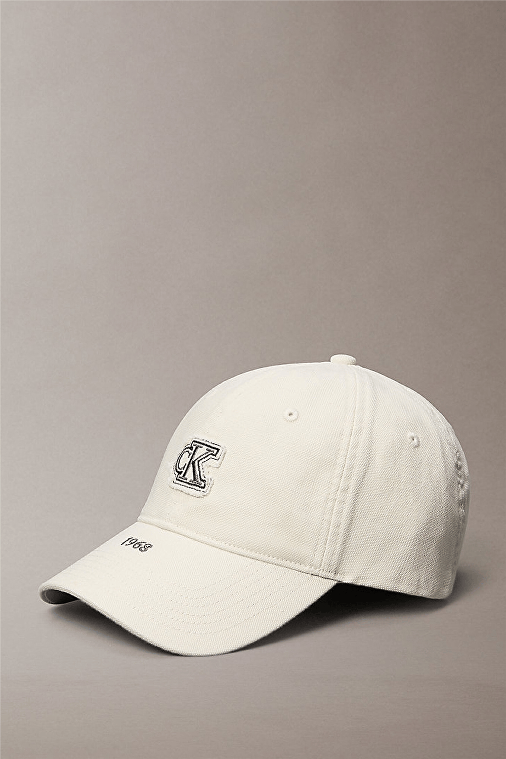 Calvin Klein Washed Cotton Canvas Small Fraye Erkek Baseball Şapka Beyaz