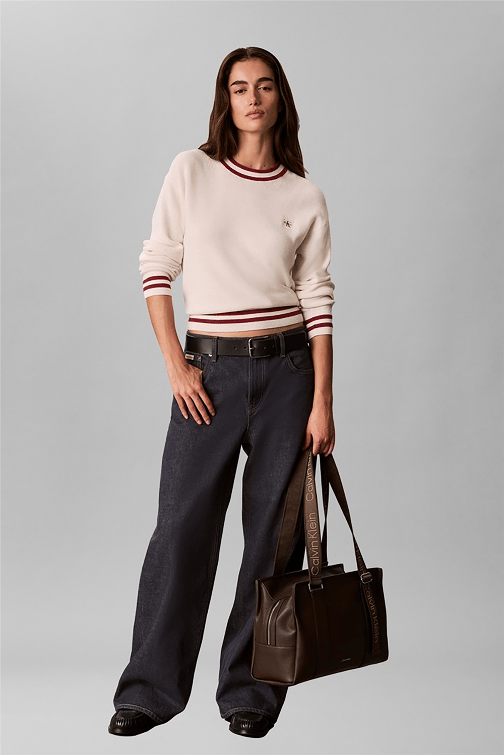 Calvin Klein Webbing Adj Strap Tote Kadın Omuz Çantası Kahverengi
