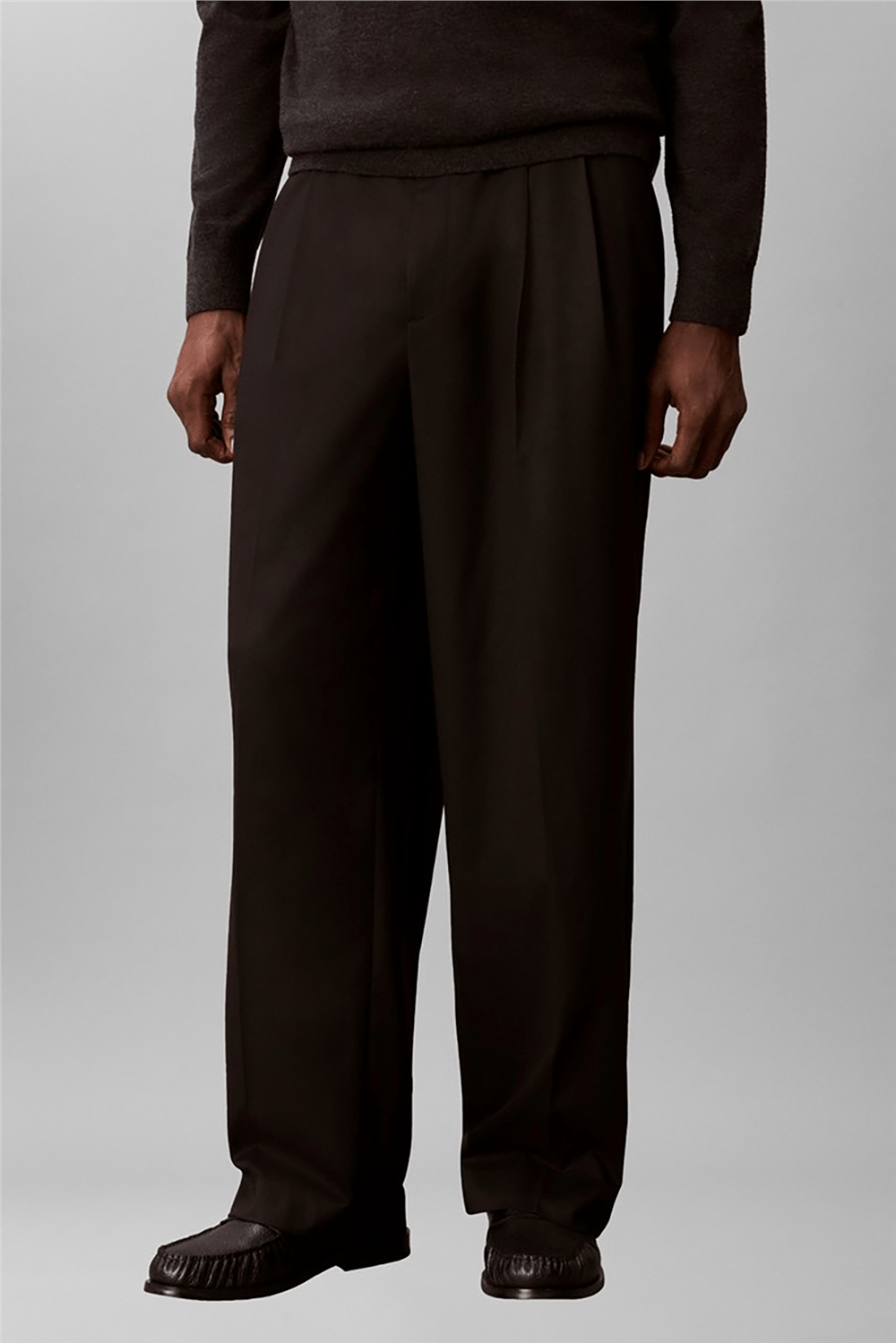 Calvin Klein Wide Viscose Blend Half Elastic Erkek Pantolon Siyah