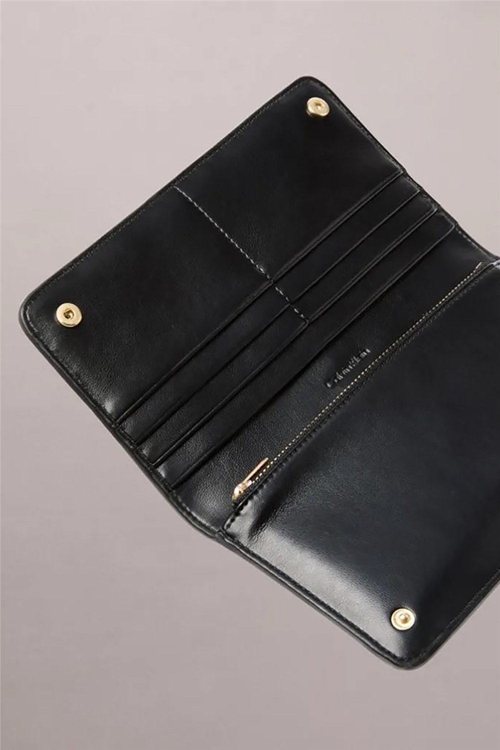 Calvin Klein Woven Passport Longfold Kadın Cüzdan Siyah